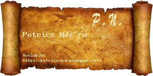 Petrics Nóra névjegykártya