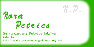 nora petrics business card